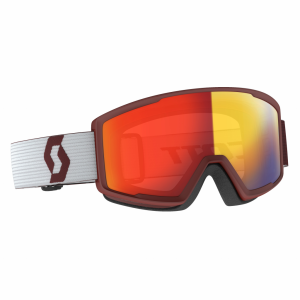 Маска гірськолижна SCOTT Factor pro LS team red/white / light sensitive red chrome(чорний ремінець)