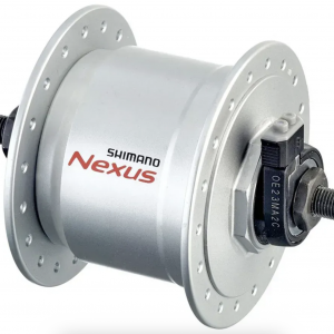 Динамо-втулка Shimano DH-C6000-3N-NT, NEXUS, 6V 2.4W, 36H,Roller Brake, 100X140MM, на гайках, срібл.OEM