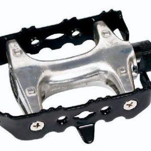 Педалі Longus CAGE MTB Al/Fe сріблясті з чорною рамкою, насипні підшипники