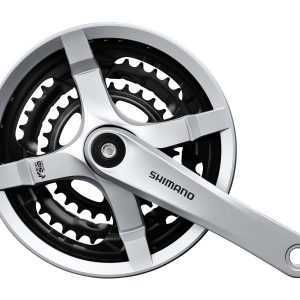 Шатуни Shimano FC-TY501, 170мм, 48X38X28, 6/7/8-шв, захист зірок, сірі