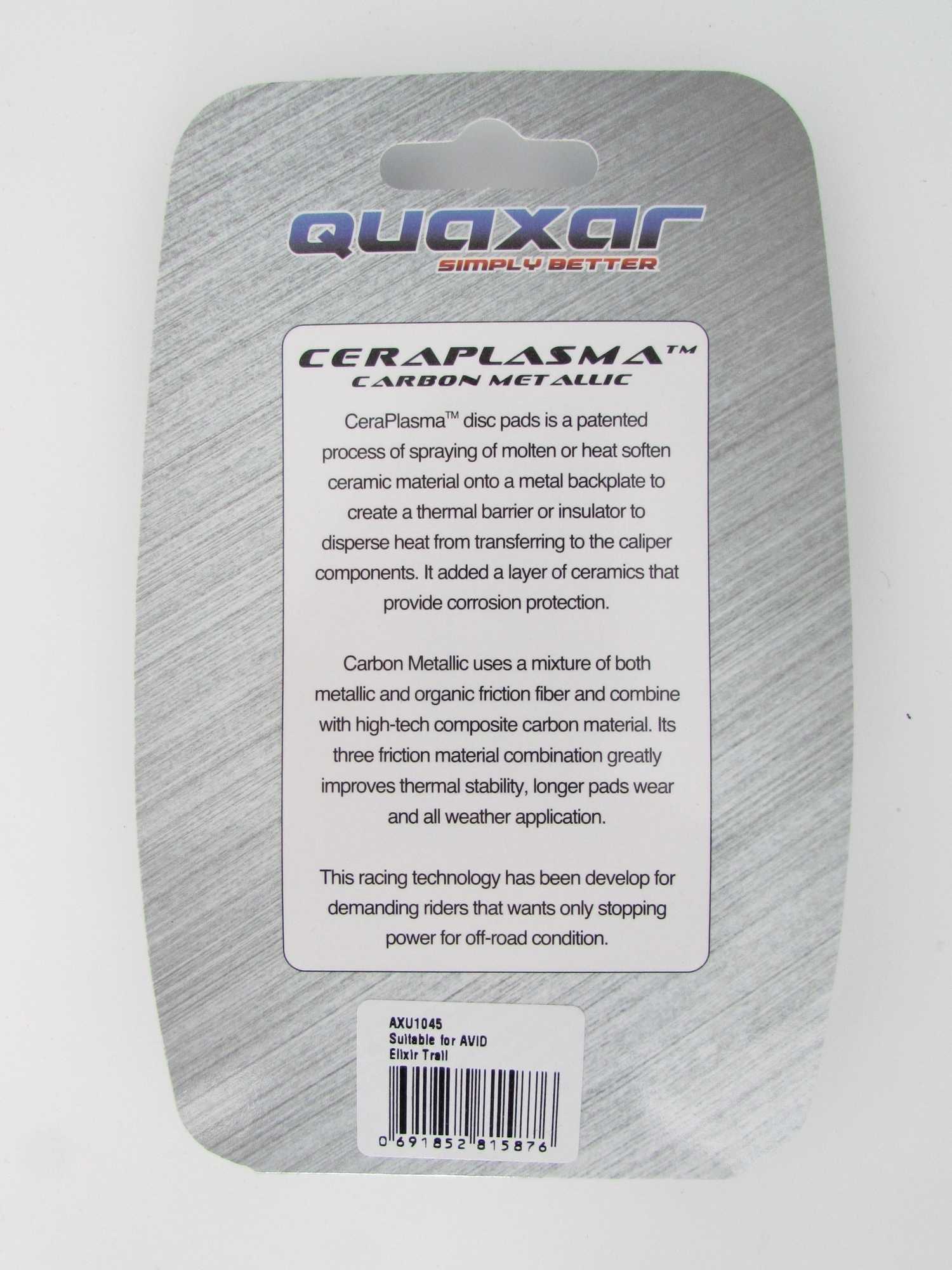 Quaxar AXU1045 Carbon-Metallic Disc Brake Pads Avid Elixir Trail