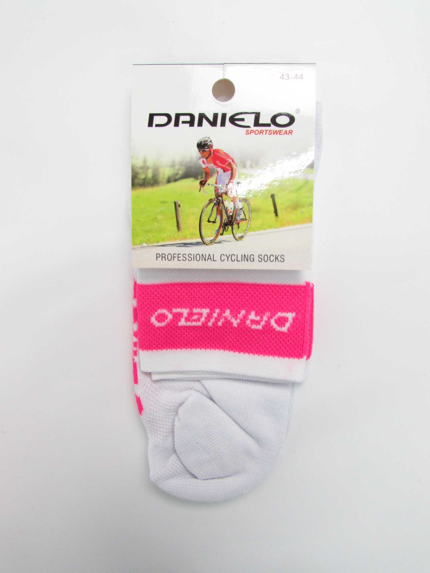 Danielo Professional Cycling Socks white/pink size 43-44 (L)